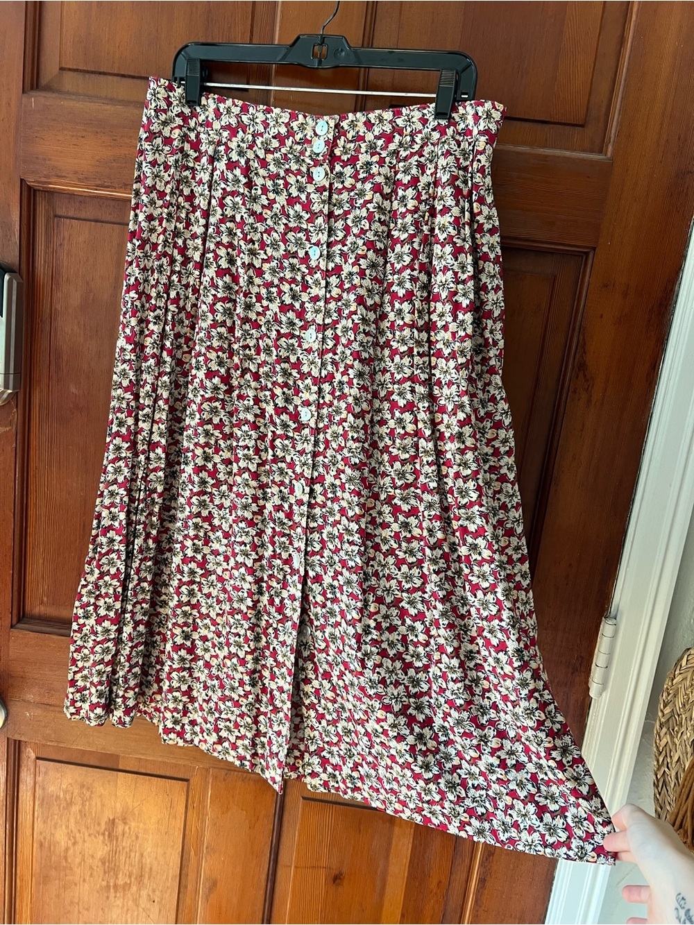 Attitudes Vintage Floral Midi Skirt Women’s 18W Pink Button Front Cottagecore